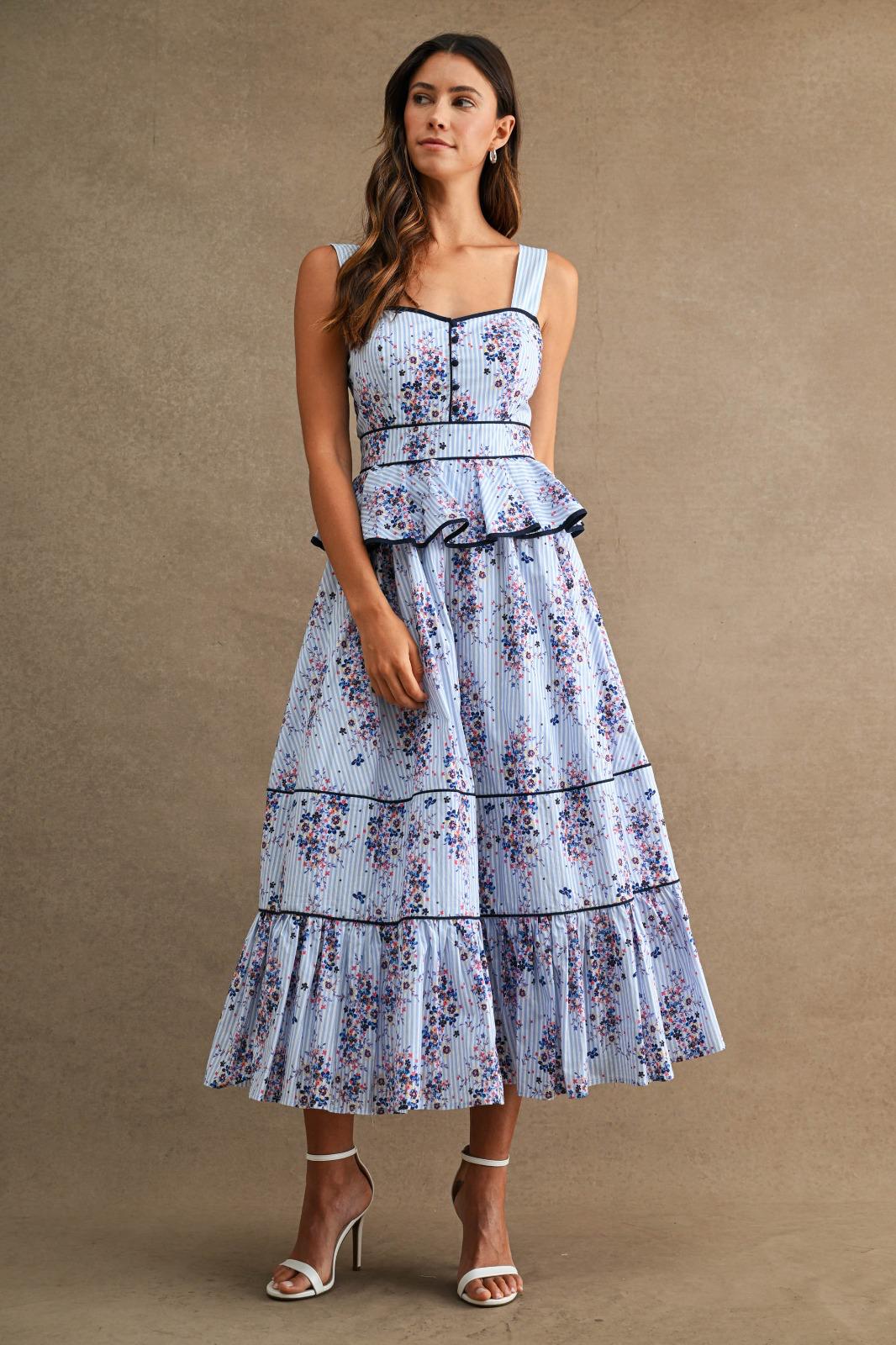 Blue Garden Tiered Dress