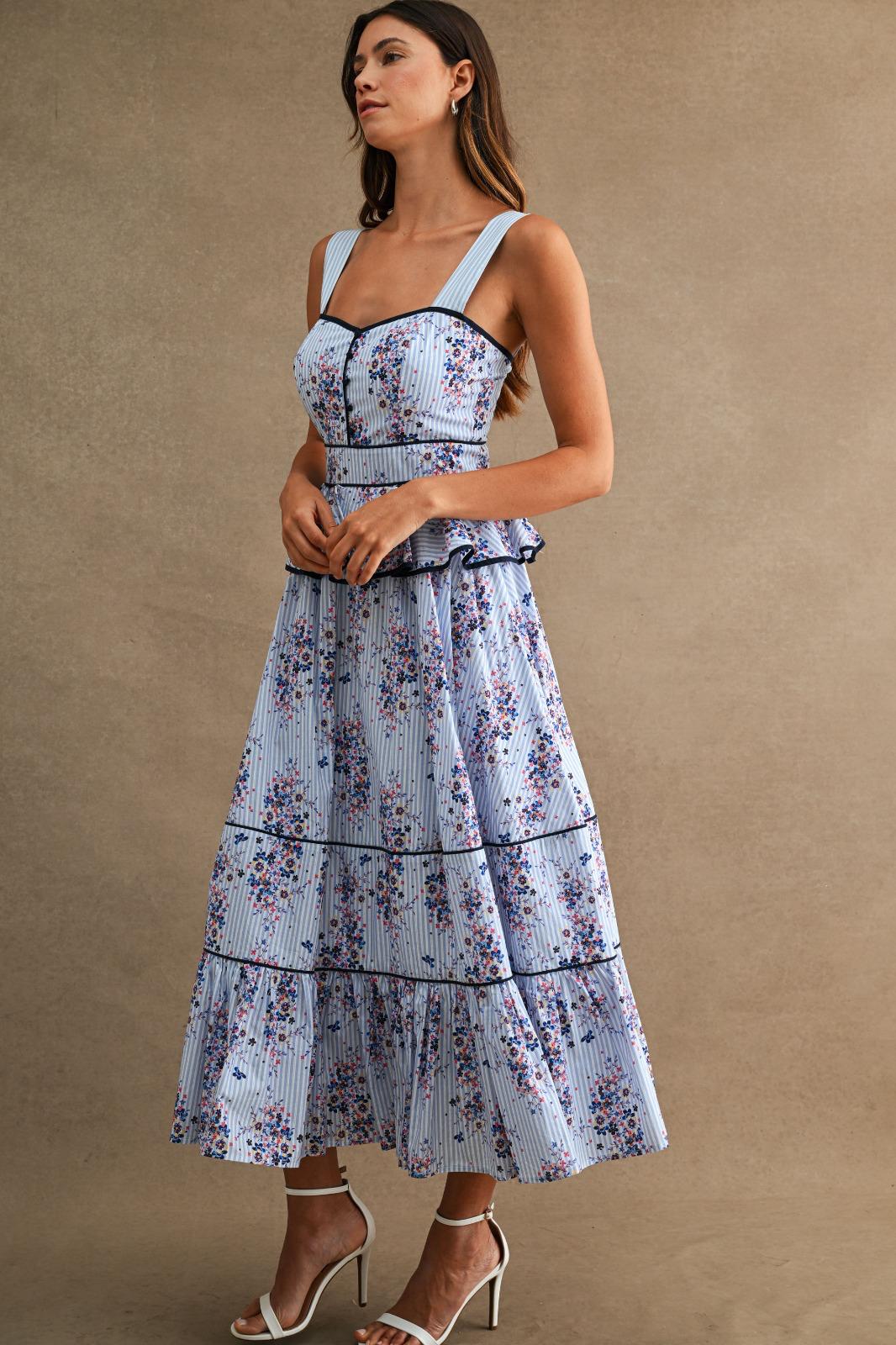 Blue Garden Tiered Dress