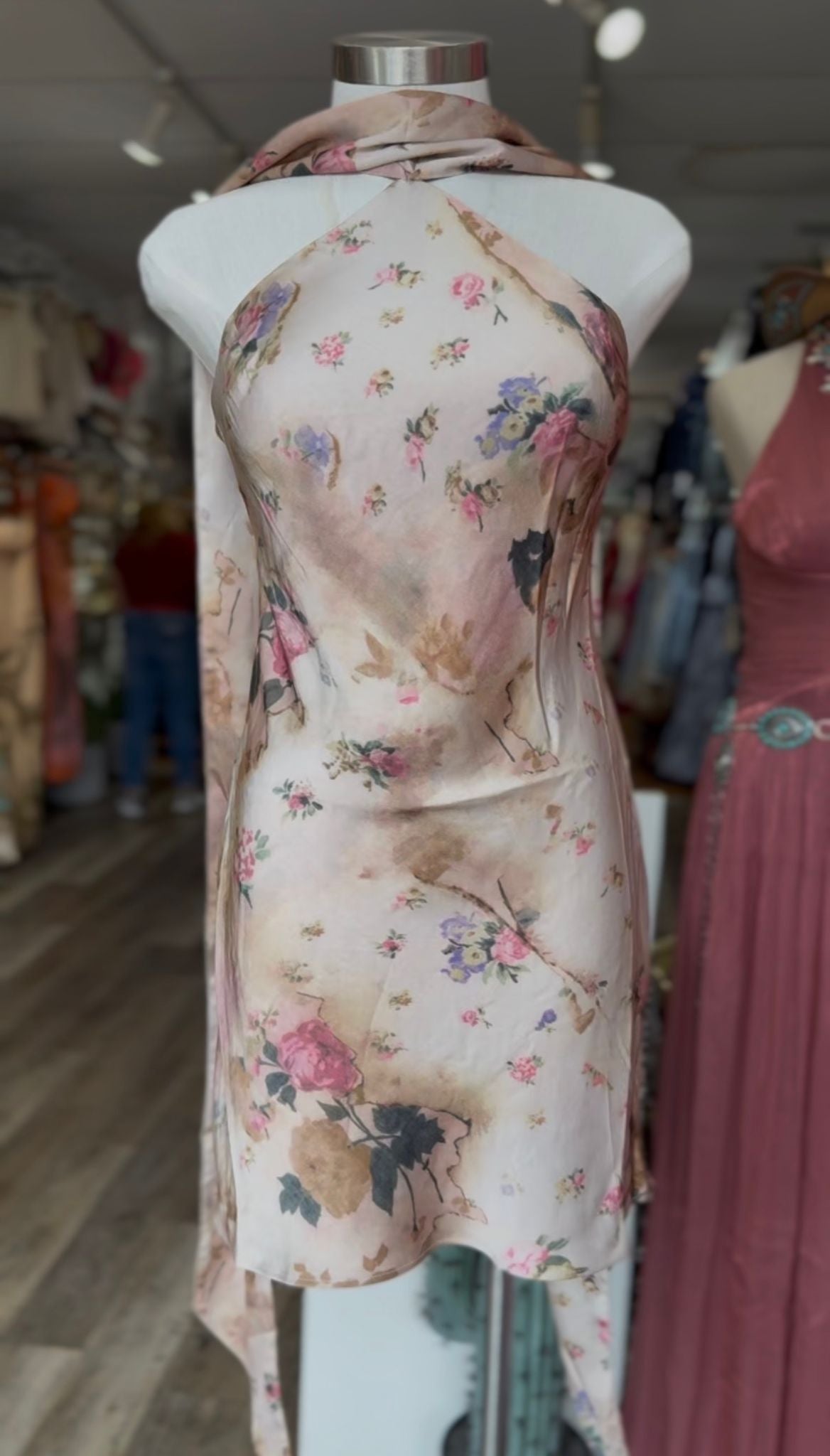 Rosé Garden Halter Dress