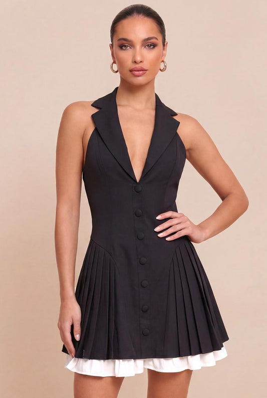 Blazer Pleat Contrast Dress