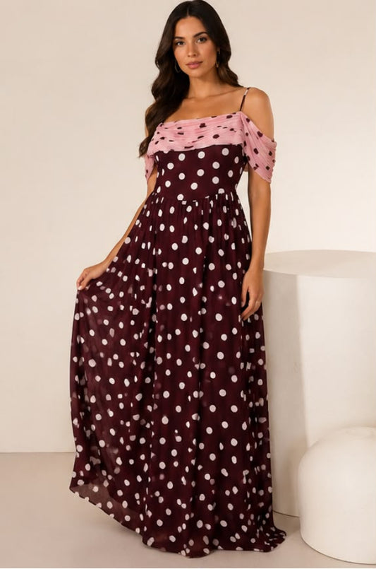 Two Tone Polka Dot Maxi