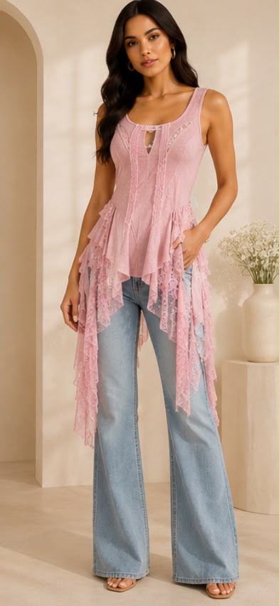 Ruffled Lace Tank Top