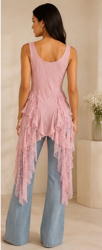 Ruffled Lace Tank Top