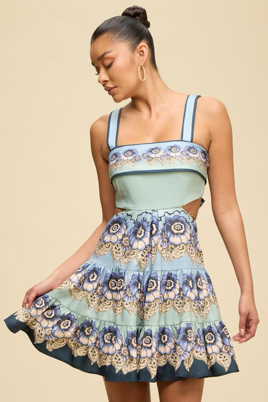 Sage Floral Border Dress