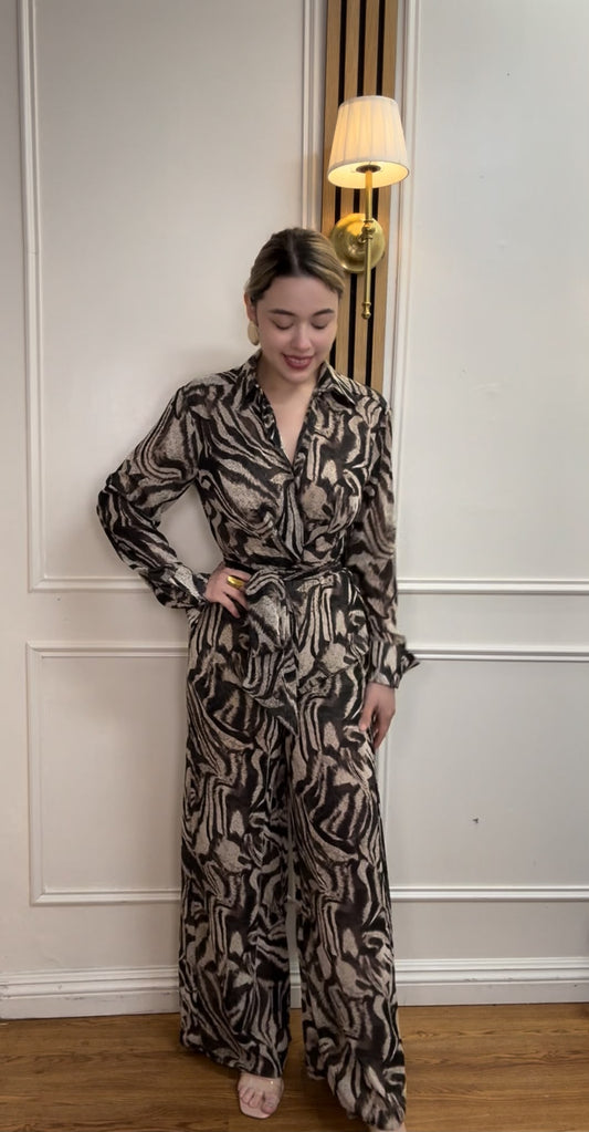 Zebra Wrap Jumpsuit