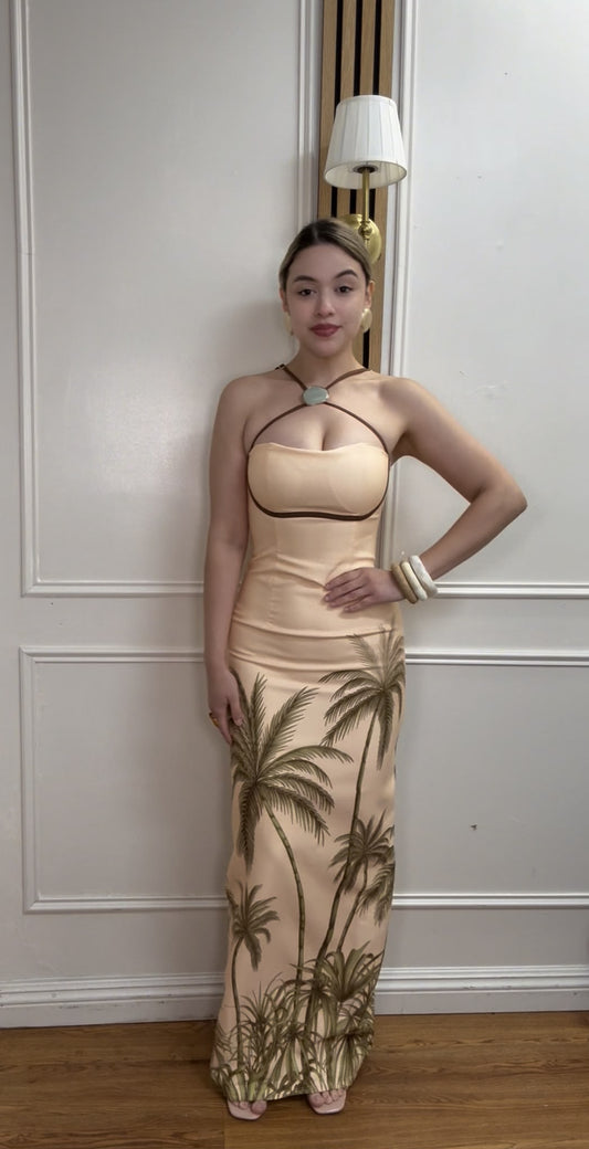 Palm Oasis Column Dress