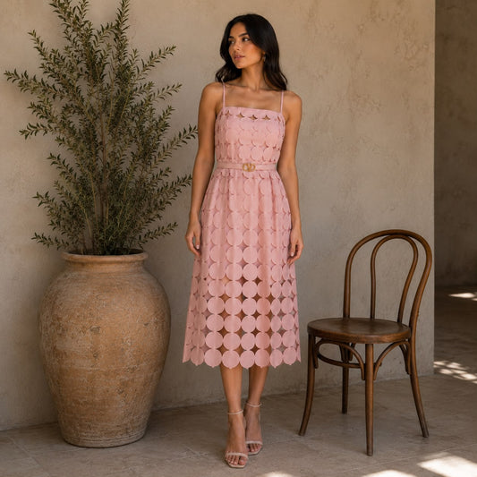 Blush Geometric Lace Dress