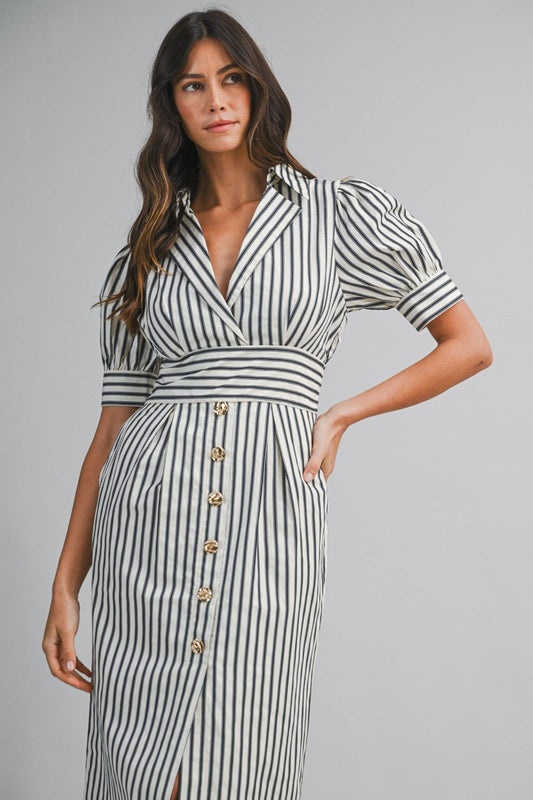 Nautical Wrap Collar Dress