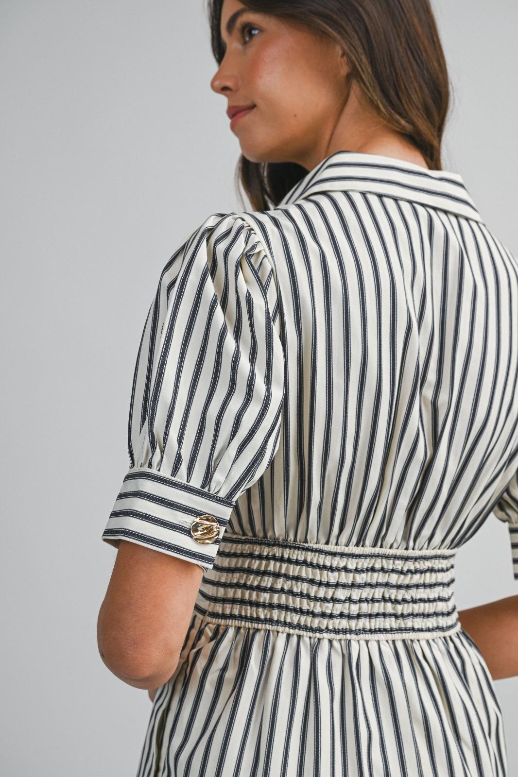 Nautical Wrap Collar Dress