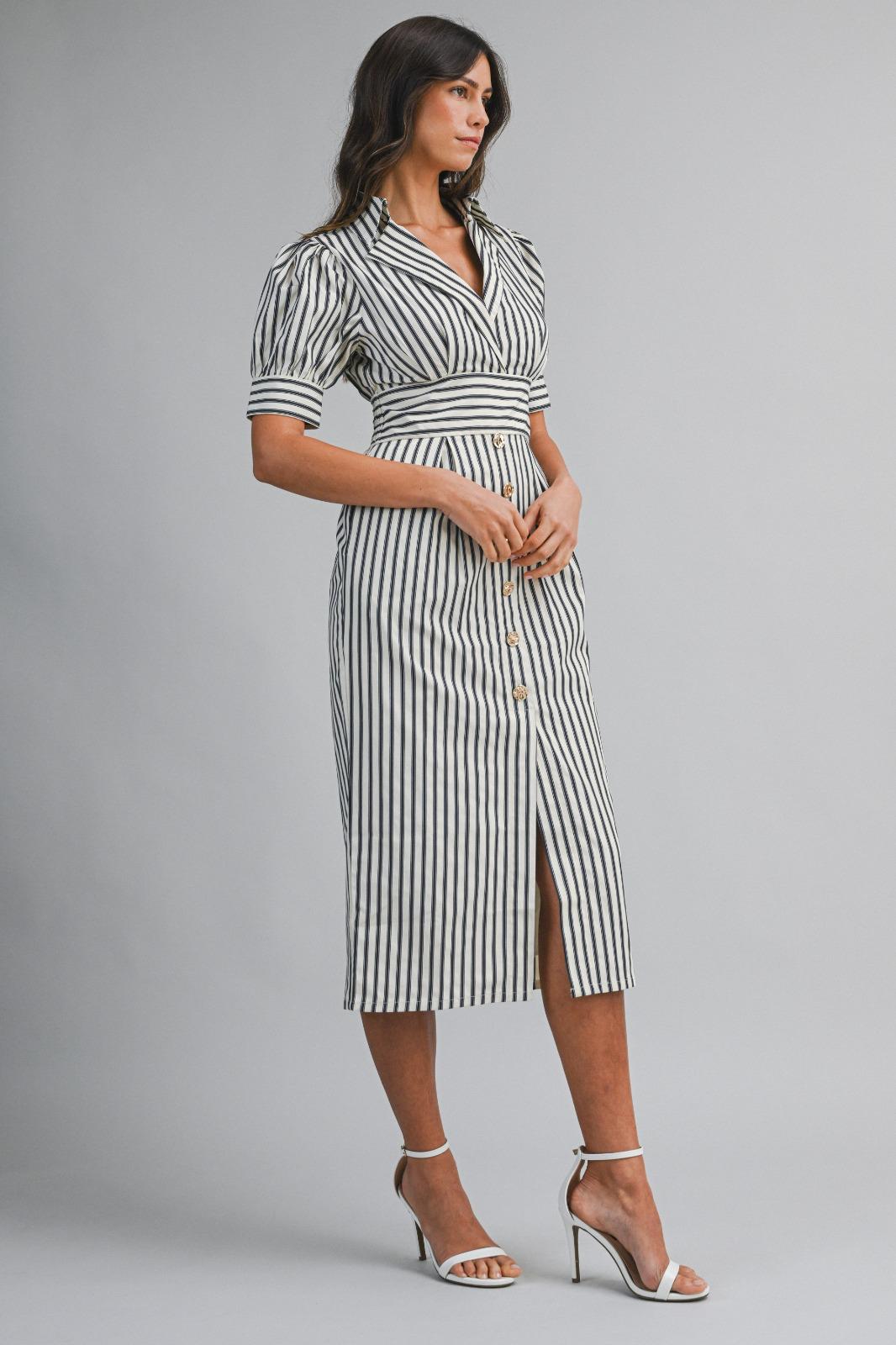 Nautical Wrap Collar Dress