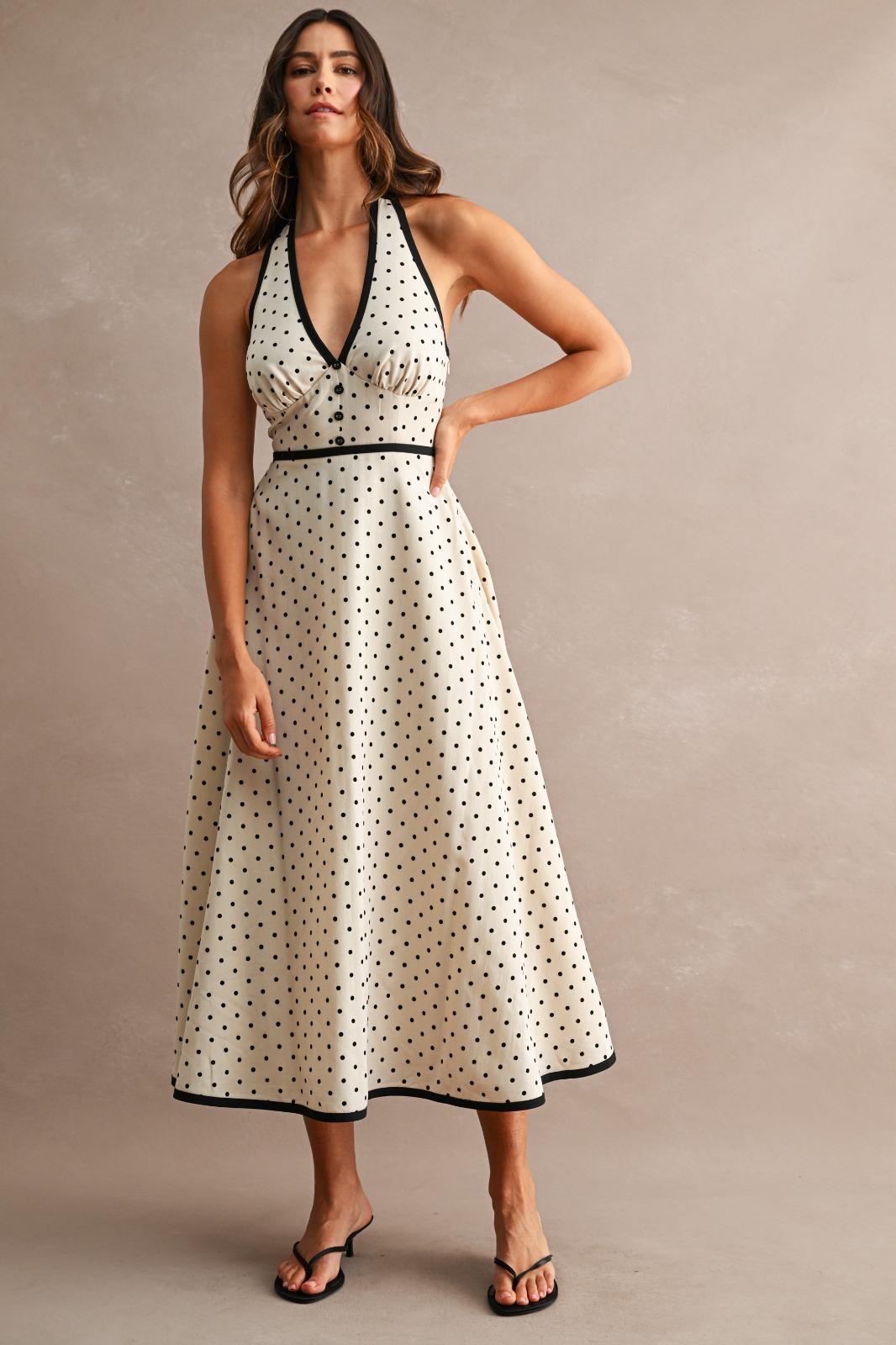Polka Dot Halter Bow Dress