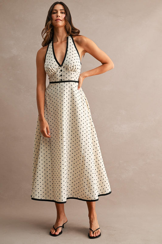 Polka Dot Halter Bow Dress
