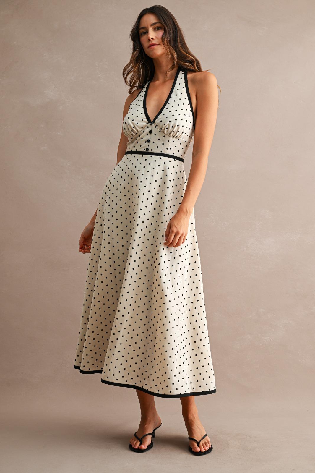 Polka Dot Halter Bow Dress
