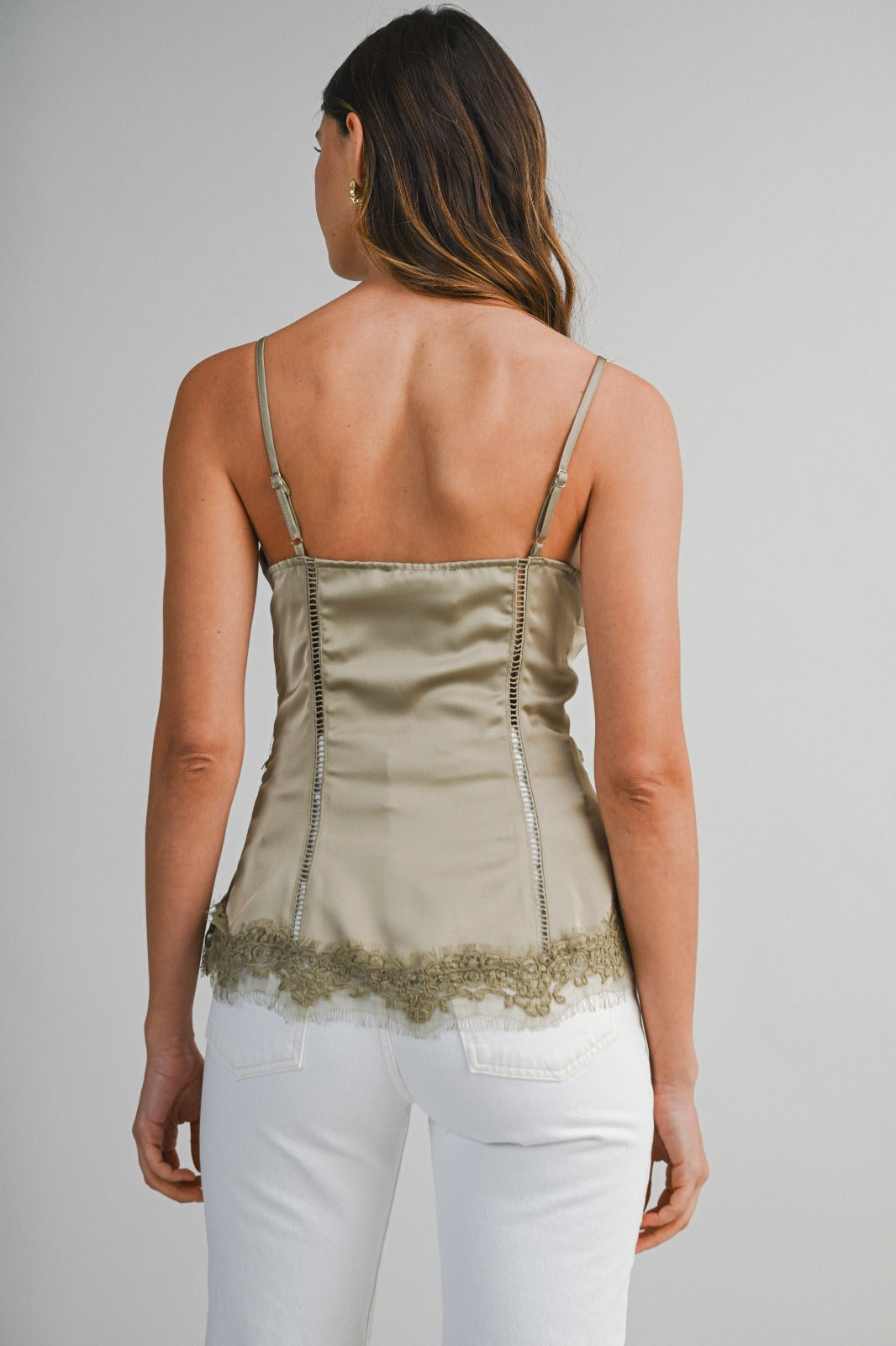 Sage Satin Lace Camisole