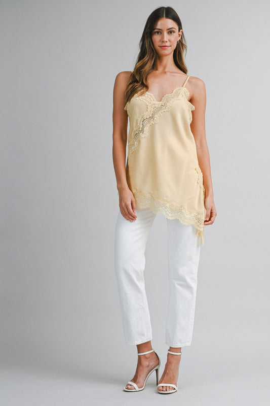 Butter Yellow Lace Trim Camisole
