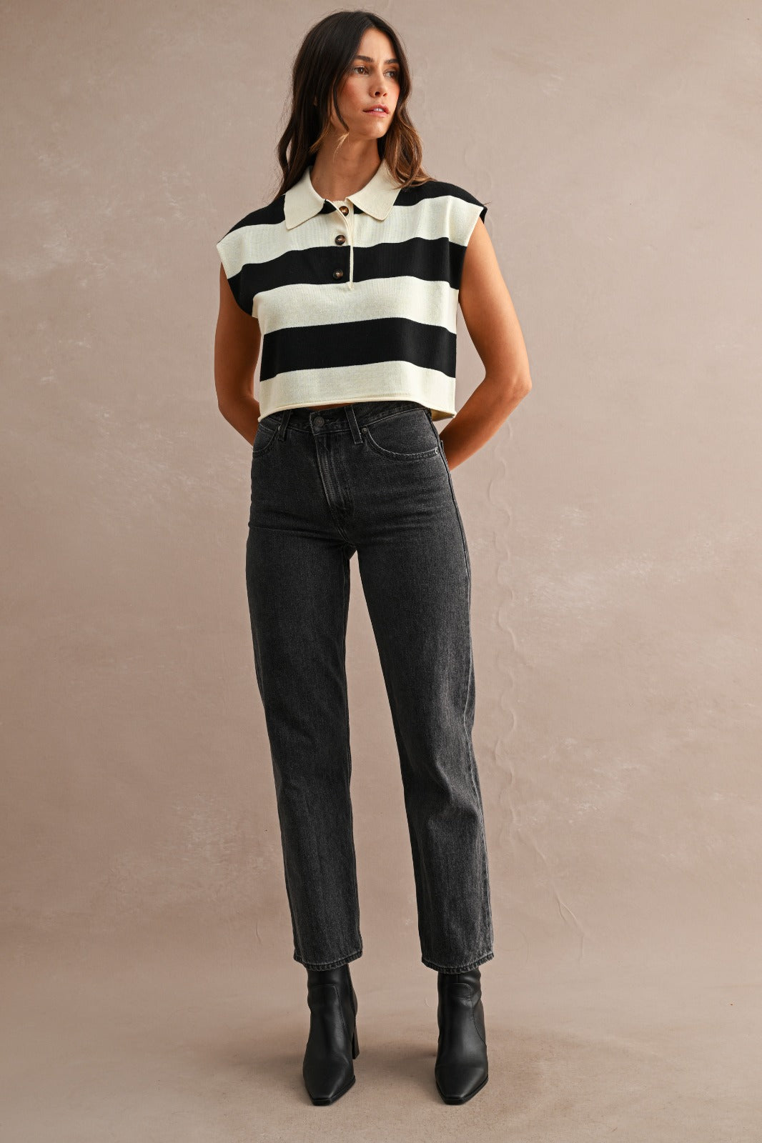 Retro Cap Sleeve Polo Top