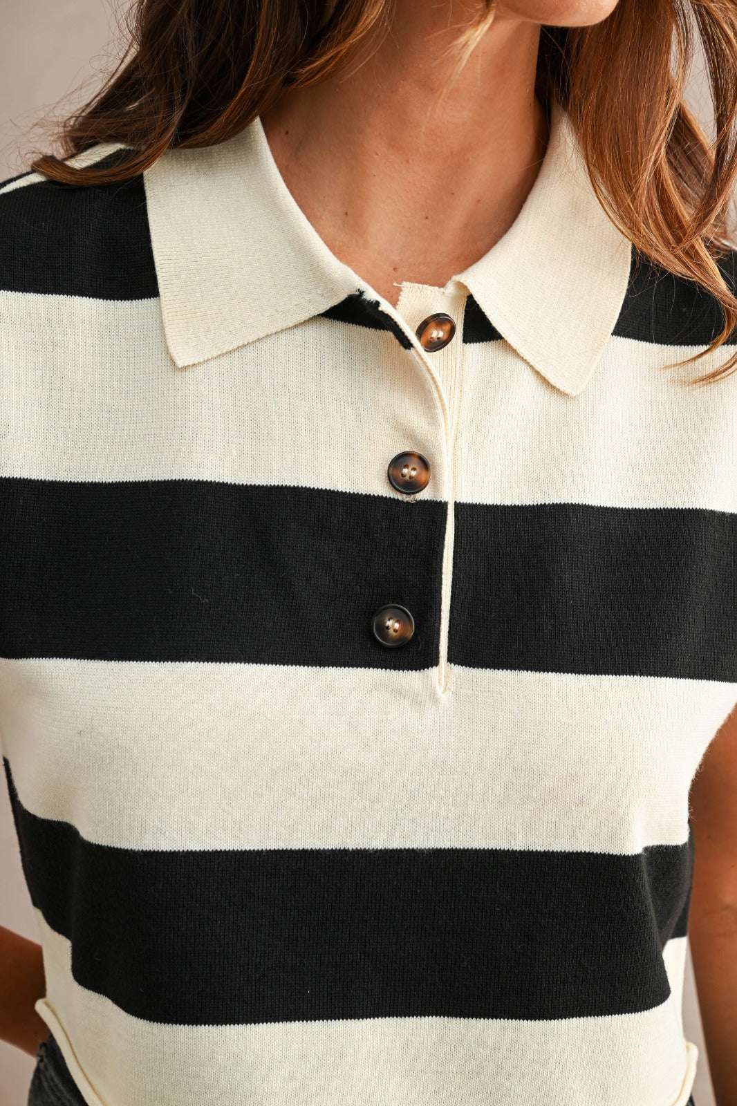 Retro Cap Sleeve Polo Top