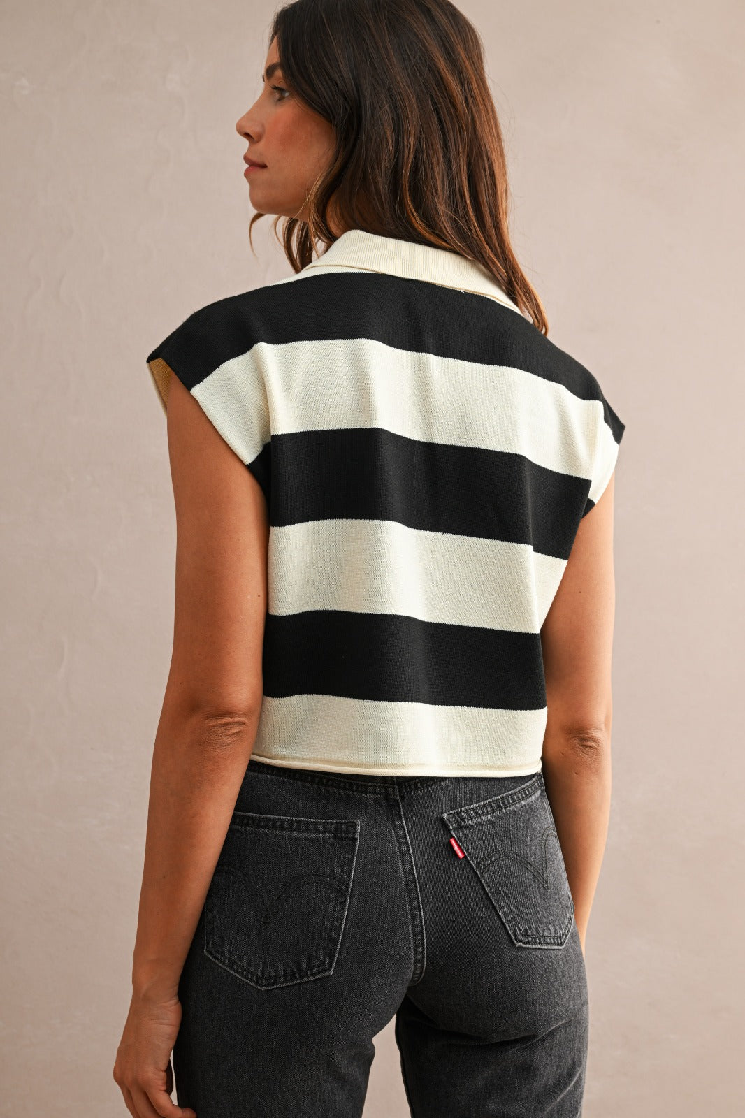 Retro Cap Sleeve Polo Top