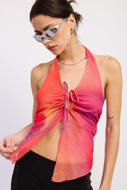 Sunset Ombré Mesh Halter Top
