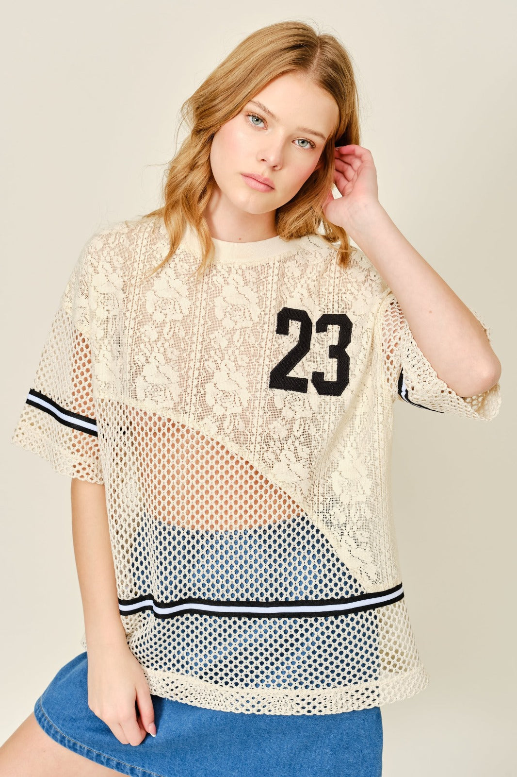 Varsity Crochet Mesh Tee
