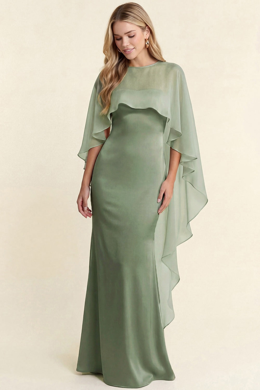 Draped Chiffon Column Dress