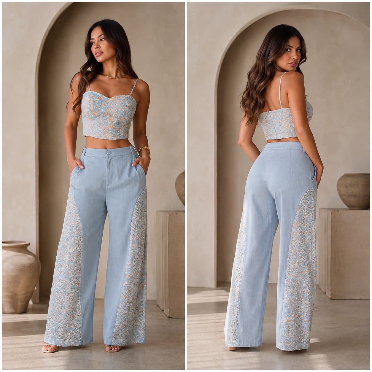 Sculpted Bustier & Trouser Set