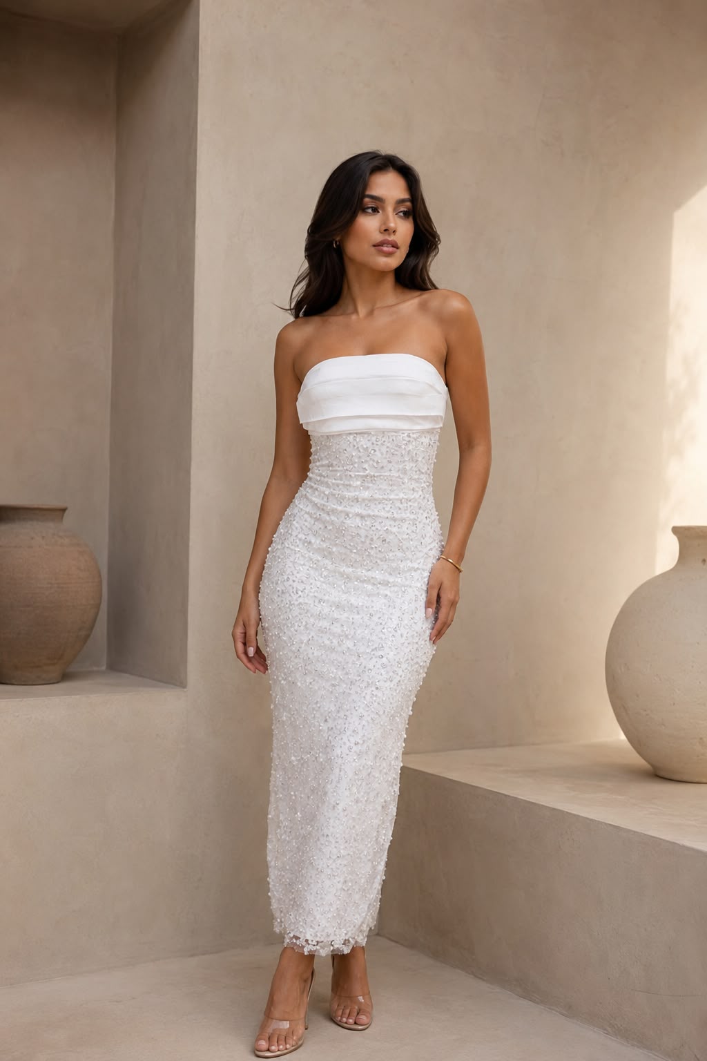 Strapless Beaded Gown