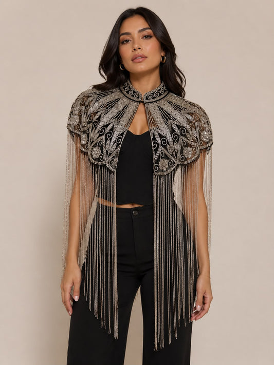 Deco Beaded Fringe Cape