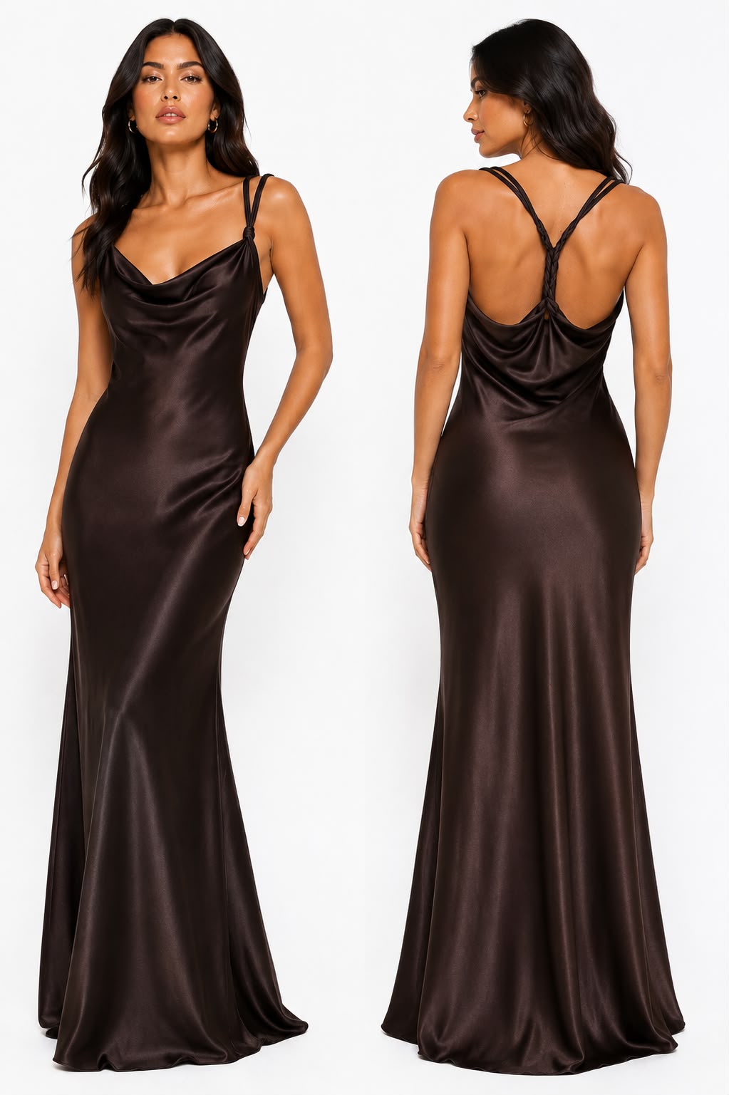 Espresso Cowl Neck Gown