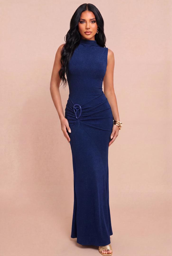 Navy Halo Ring Mermaid Dress