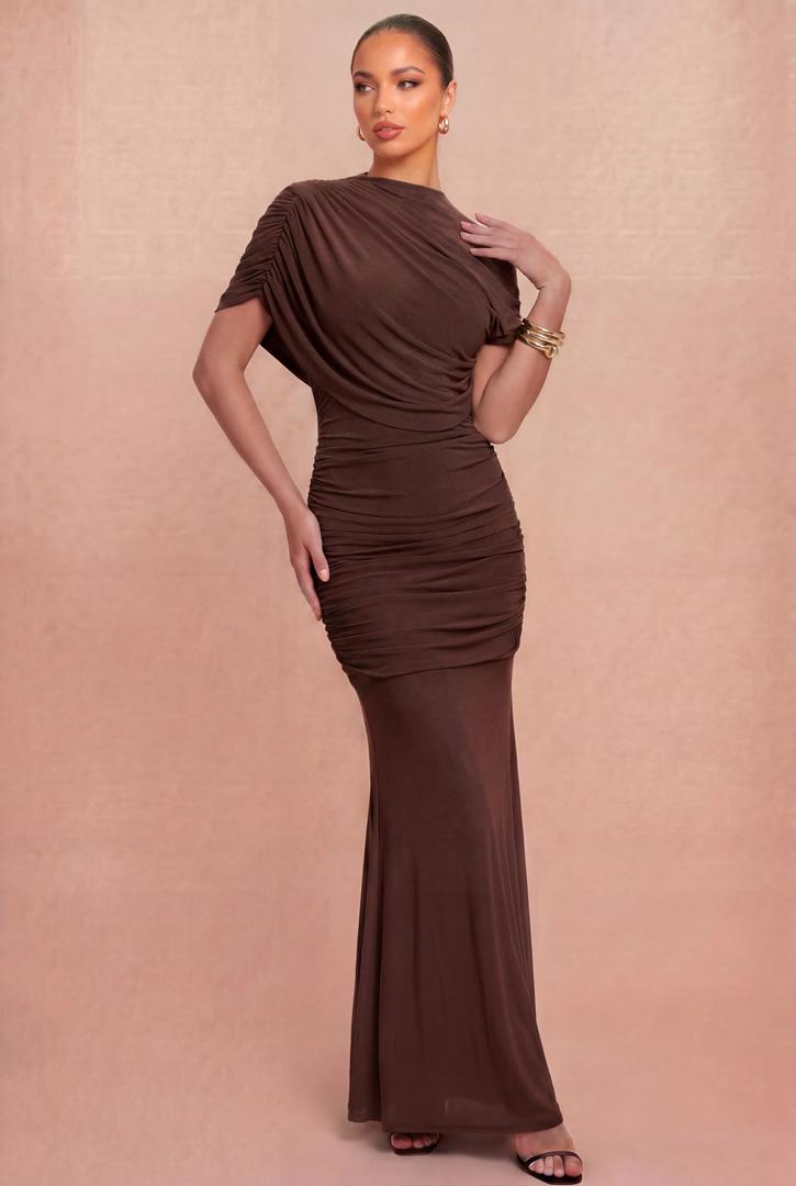 Cocoa Drape Gown