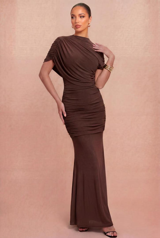 Cocoa Drape Gown