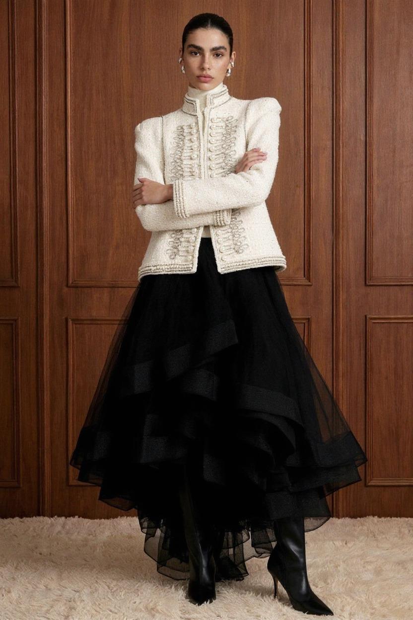 Pearl Trim Military Jacket