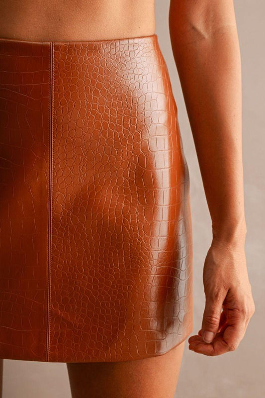 Caramel Reptile Mini Skirt