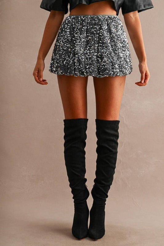 Sequin Flare Mini Skirt