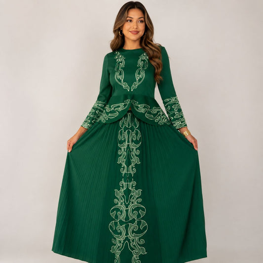 Emerald Baroque Peplum Gown
