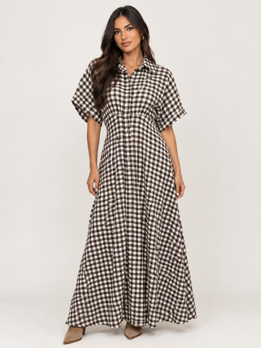 Café au Lait Check Dress