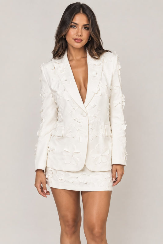 Petal Appliqué Skirt Suit