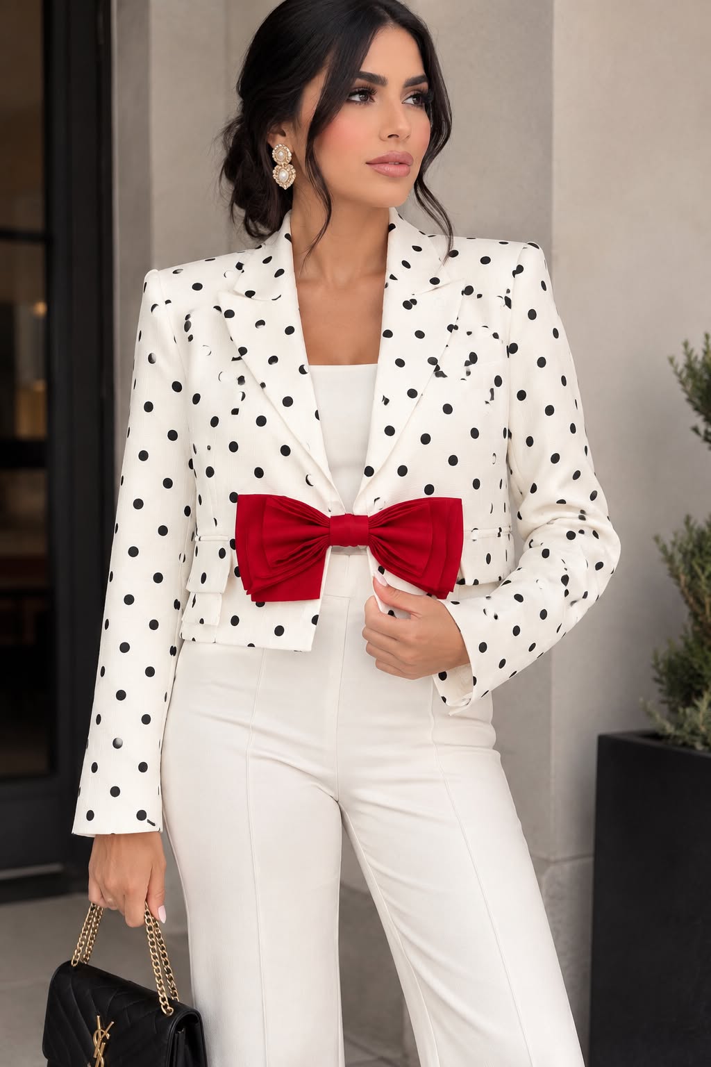 Polka Dot Bow Blazer