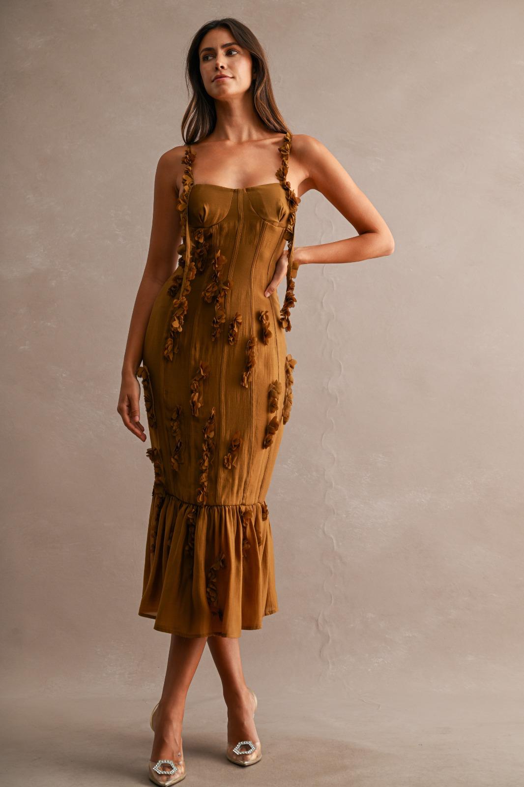 Bronze Bloom Corset Dress