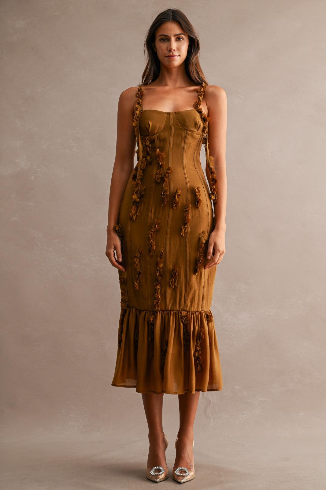 Bronze Bloom Corset Dress