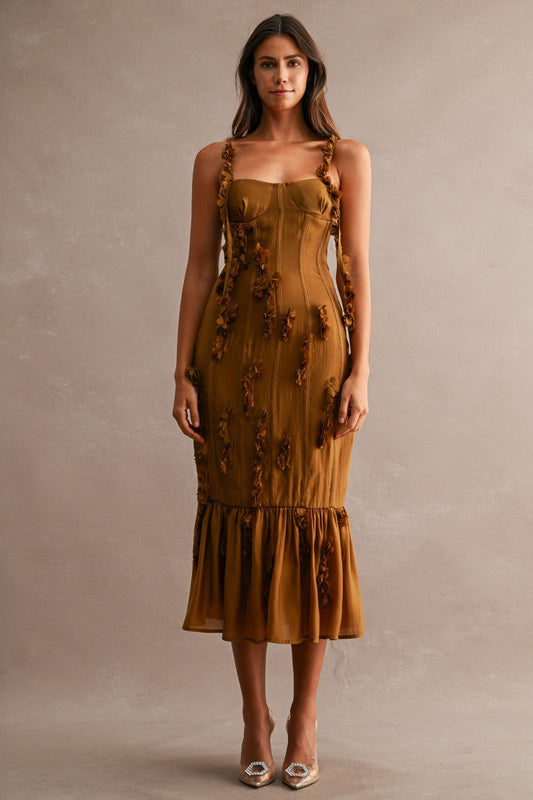 Bronze Bloom Corset Dress