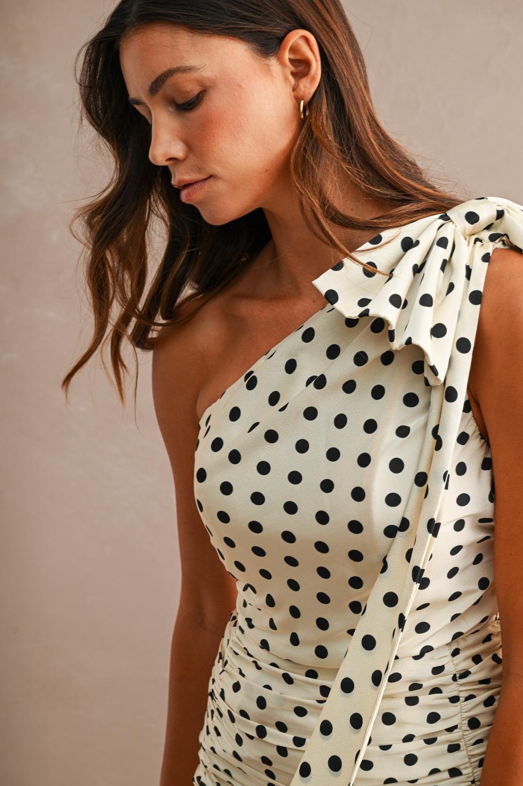 Bow Shoulder Polka Dot Mini