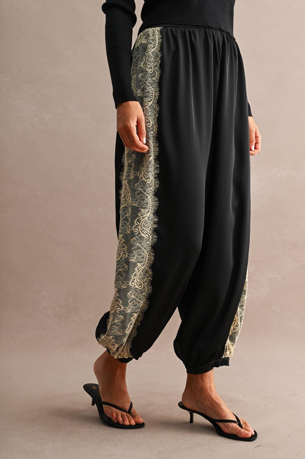 Contrast Lace Harem Pants