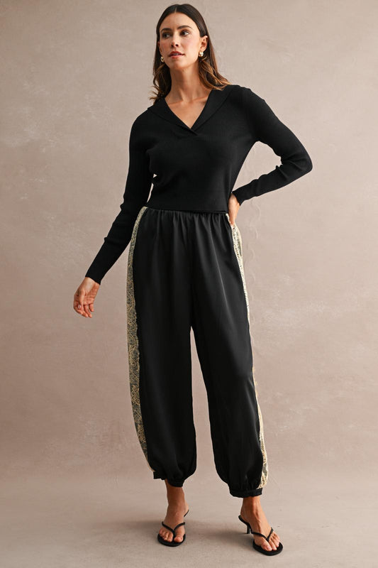 Contrast Lace Harem Pants