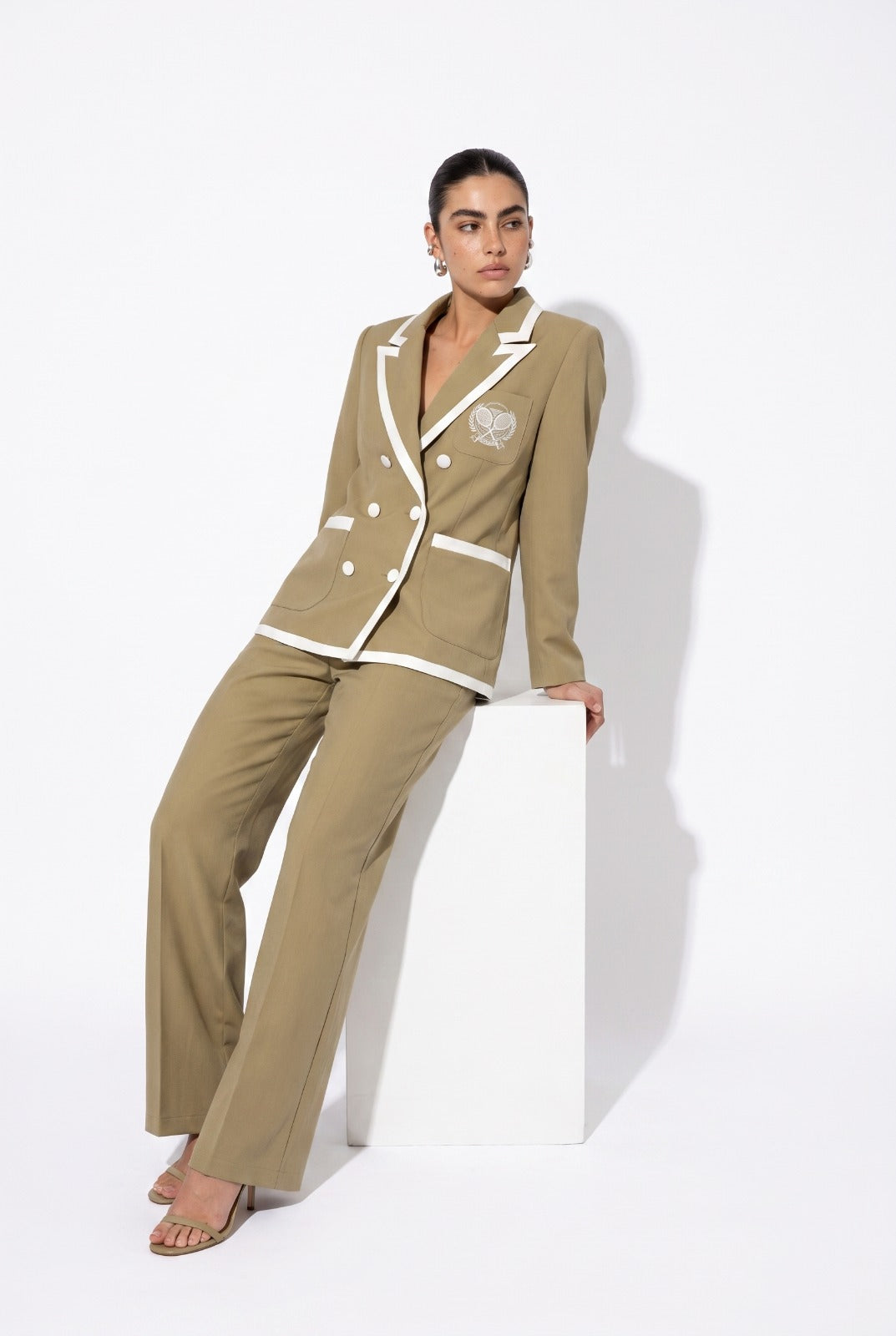 Ivory Trim Power Suit